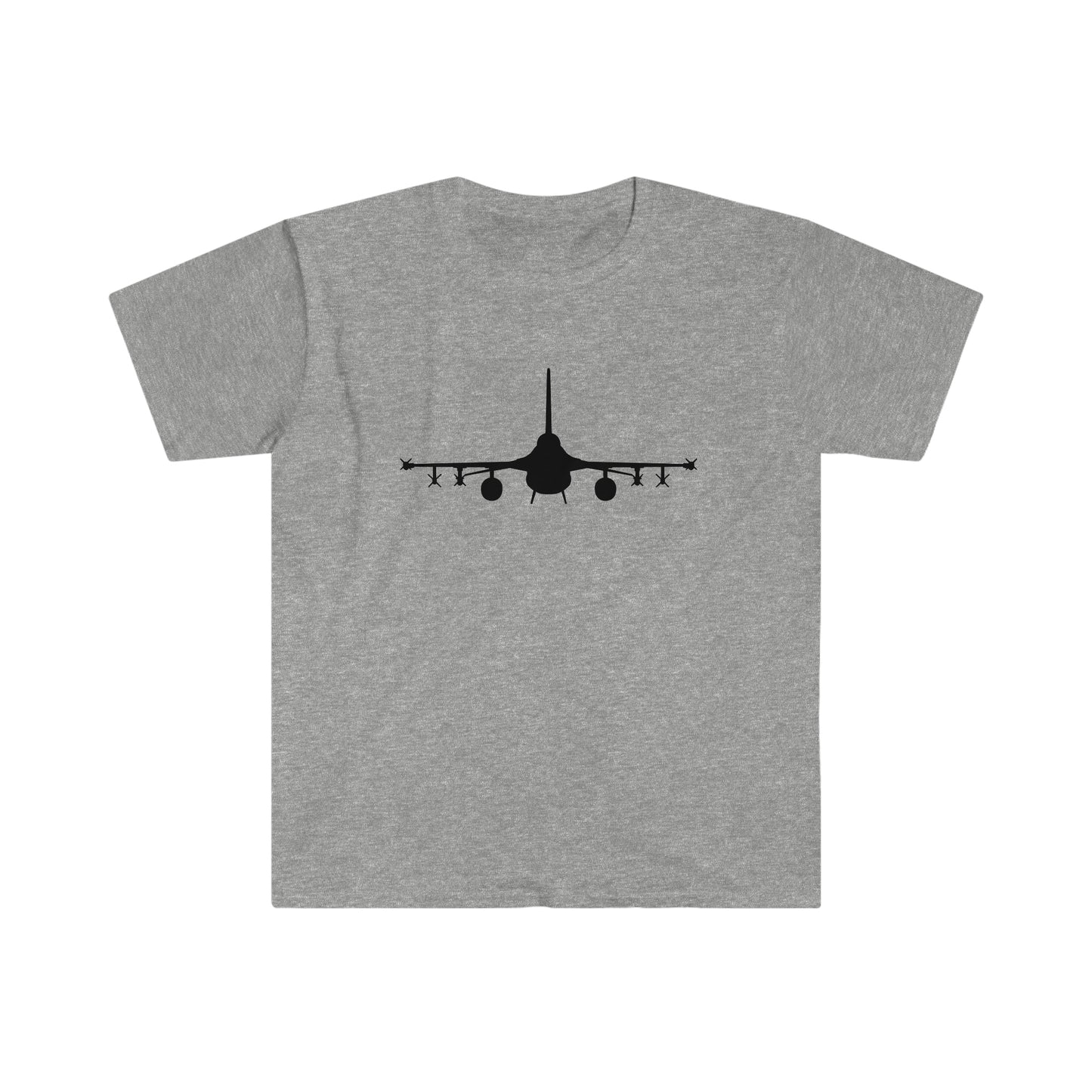 F-16 Front Silhouette Unisex Softstyle T-Shirt, Multiple Colors Available