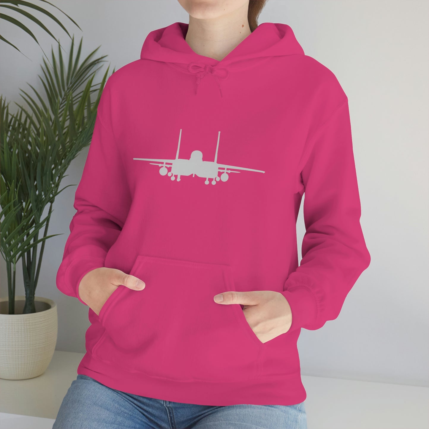 Unisex Heavy Blend™ Hooded Sweatshirt, F-15E Front Silhouette