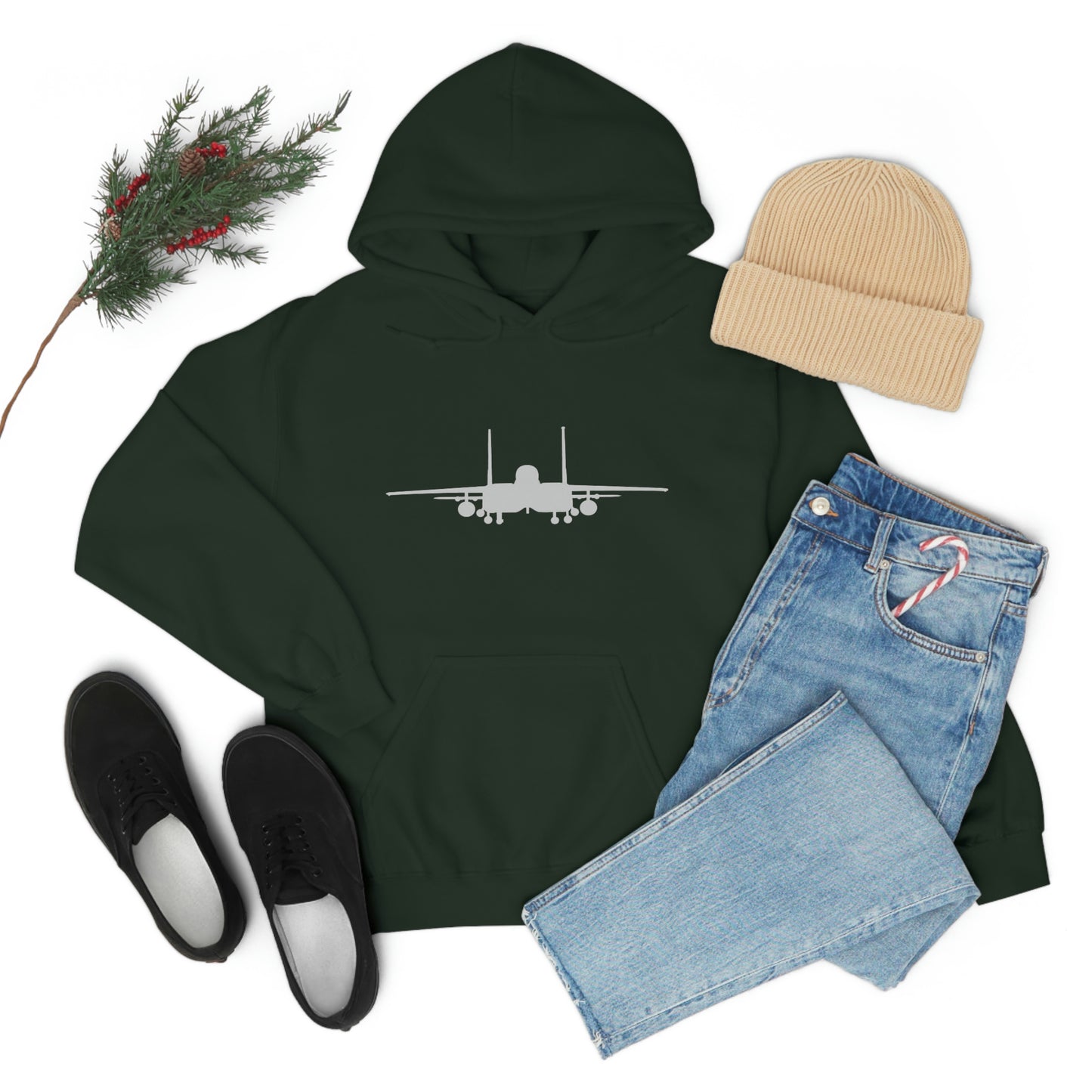 Unisex Heavy Blend™ Hooded Sweatshirt, F-15E Front Silhouette