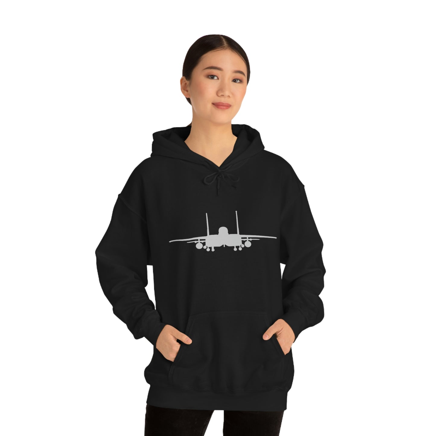 Unisex Heavy Blend™ Hooded Sweatshirt, F-15E Front Silhouette