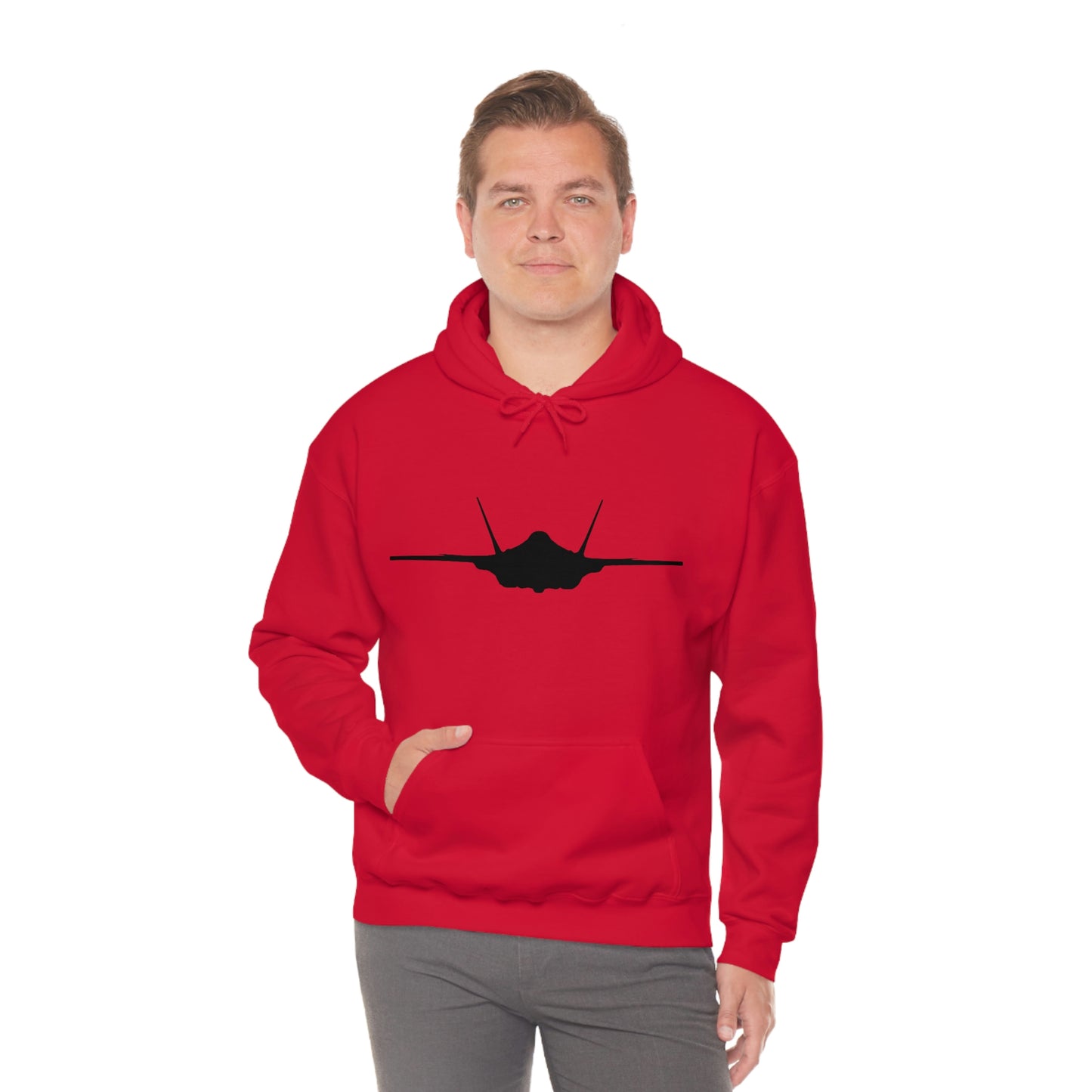 Unisex Heavy Blend™ Hooded Sweatshirt, F-35 Front Silhouette