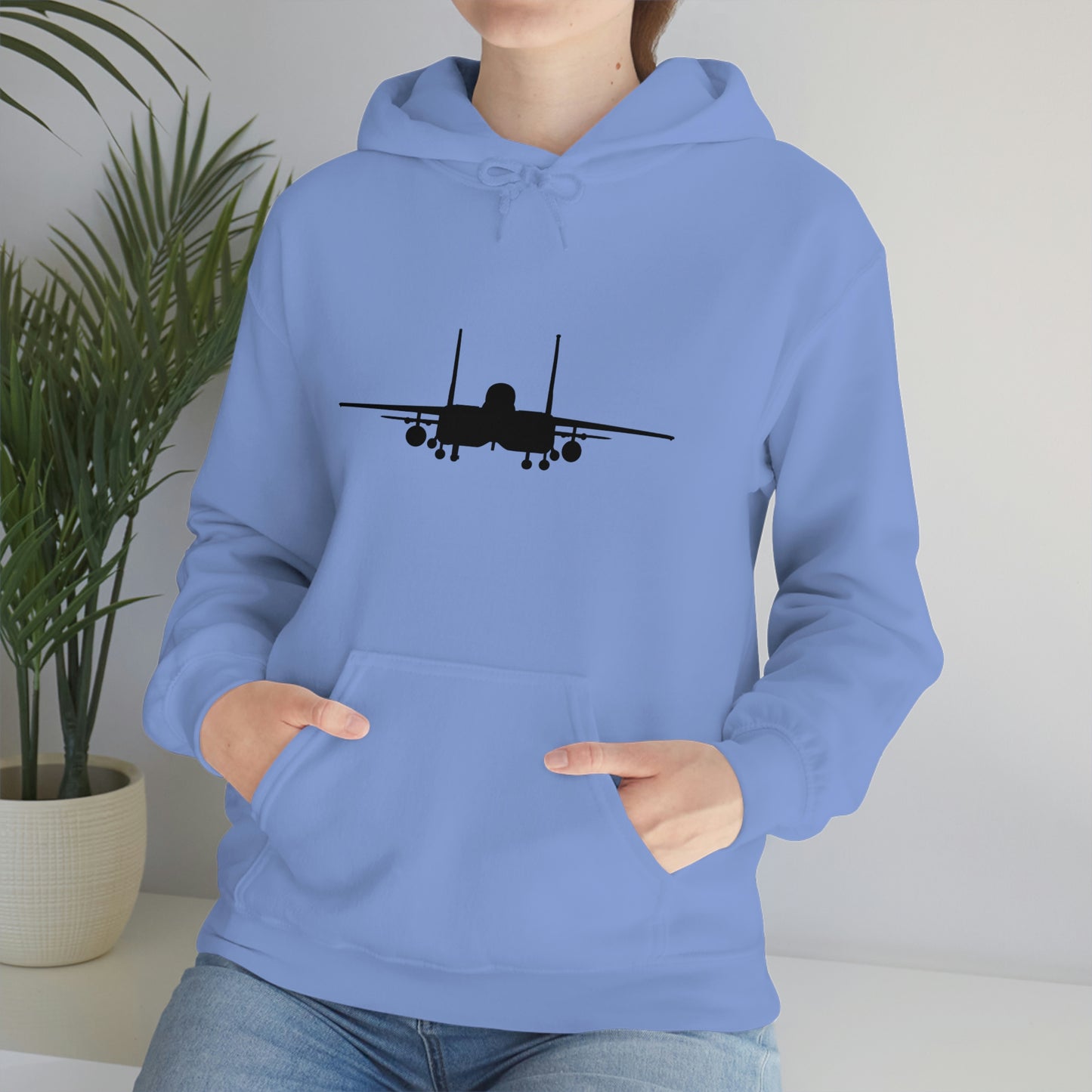 Unisex Heavy Blend™ Hooded Sweatshirt, F-15E Front Silhouette