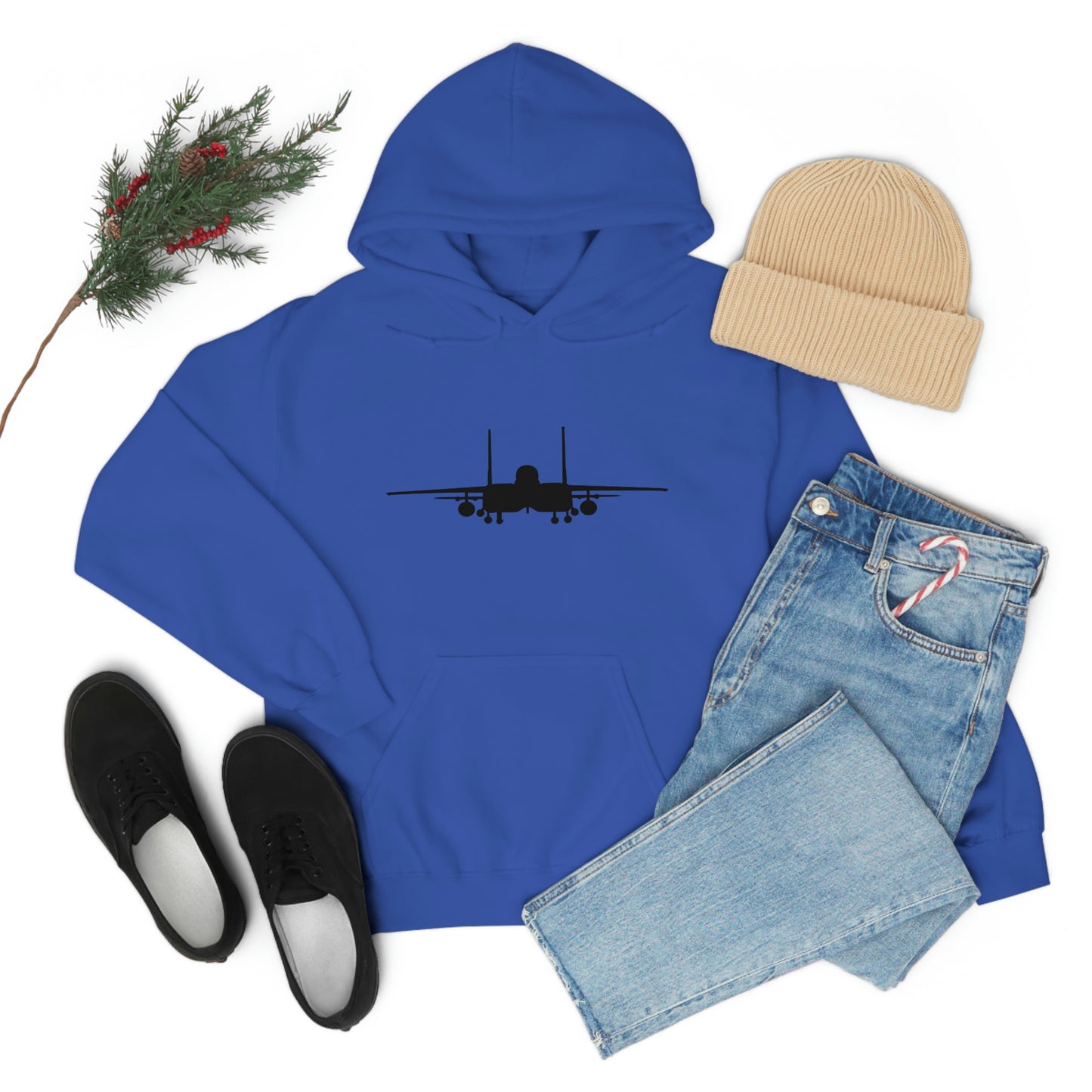 Unisex Heavy Blend™ Hooded Sweatshirt, F-15E Front Silhouette