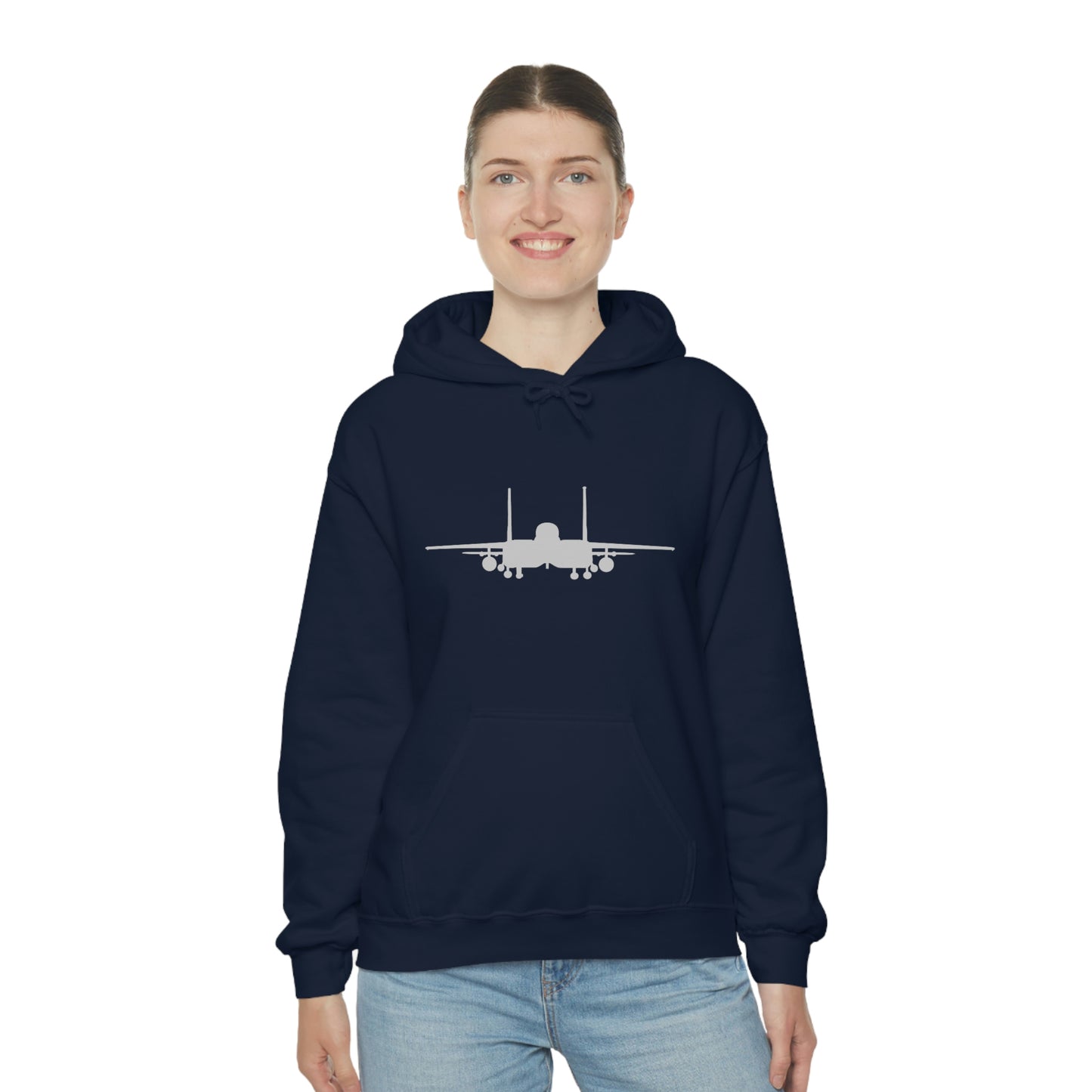 Unisex Heavy Blend™ Hooded Sweatshirt, F-15E Front Silhouette