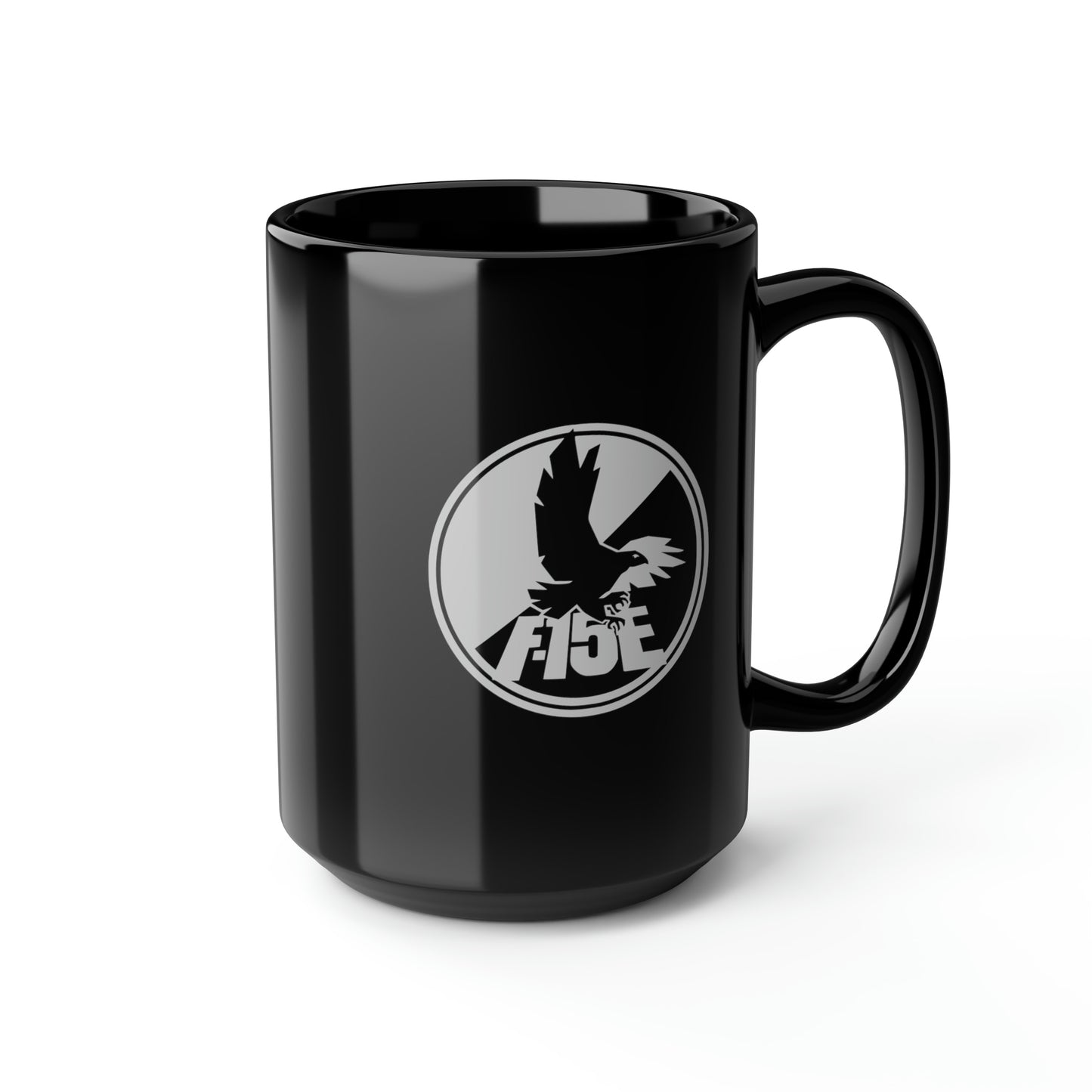 F-15E Day/Night & Front Silhouette Black Mug, 15oz