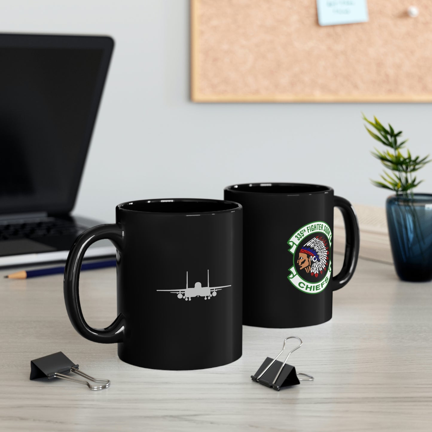 335FS & F-15E Front Silhouette 11oz Black Mug